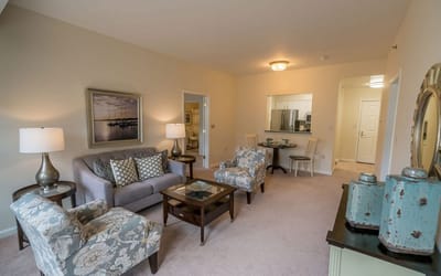 Bright and inviting common area of a facility room