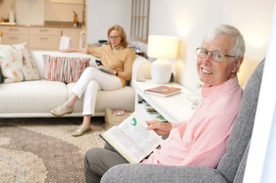 Residents relaxing in a cozy common area