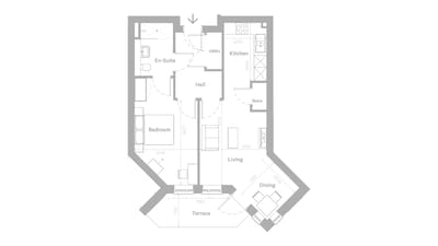 Architectural floor plan of a residential unit