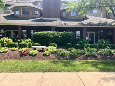 Beautifully landscaped outdoor space at the facility