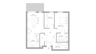 Architectural floor plan of living space