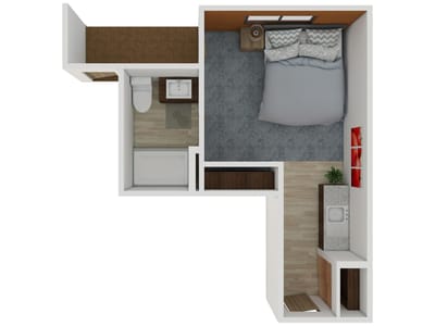 Architectural floor plan of a private resident unit