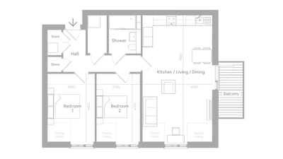 Architectural floor plan of a unit layout
