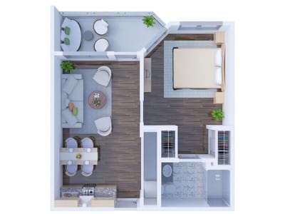 Architectural floor plan of a resident unit