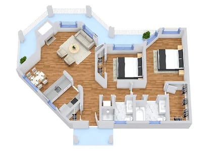 Architectural floor plan of a resident unit