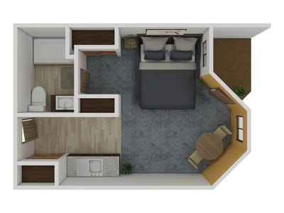 Architectural floor plan of a private living unit