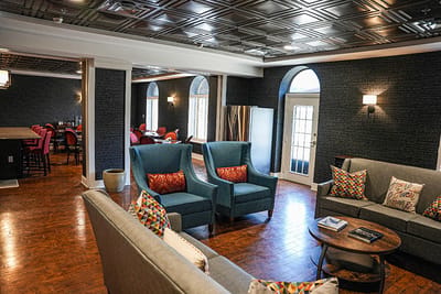 Cozy common area with comfortable seating and stylish decor