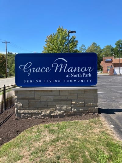 Facility signage for Grace Manor at North Park