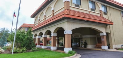 Entrance of the Sedgwick Plaza facility with a welcoming archway