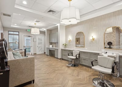 Interior view of a salon space in a senior living facility