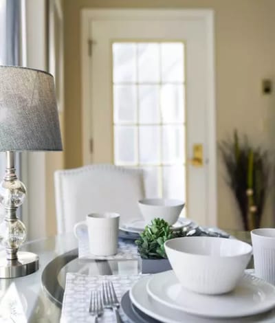 Tastefully arranged dining table in a bright room