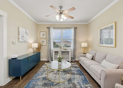 Cozy living area in a senior living facility