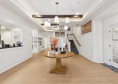 Bright and spacious lobby area with decorative elements