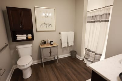 Modern bathroom with decorative elements