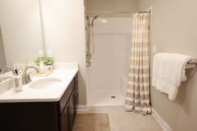 Modern bathroom in a senior living facility
