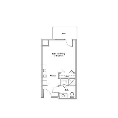 Architectural floor plan of a resident unit