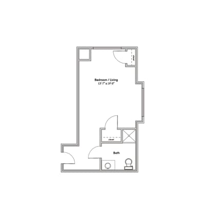 Architectural floor plan of a resident unit