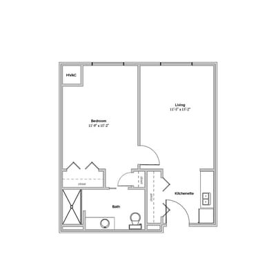 Architectural floor plan of a living space