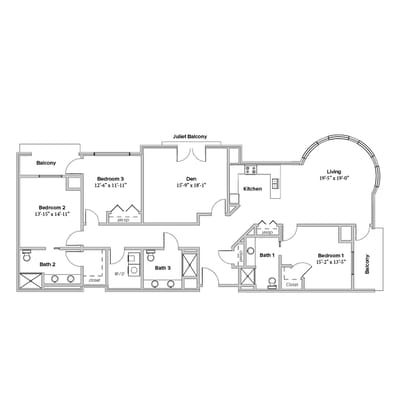 Architectural floor plan of living space layout