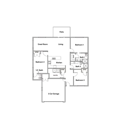 Architectural floor plan of a residential layout