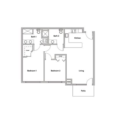 Architectural floor plan of a resident unit