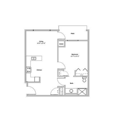 Architectural floor plan of a resident unit