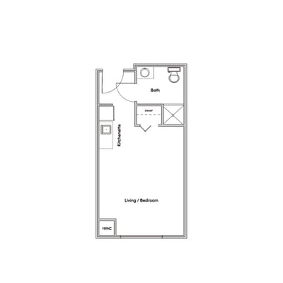 Architectural floor plan of a living unit