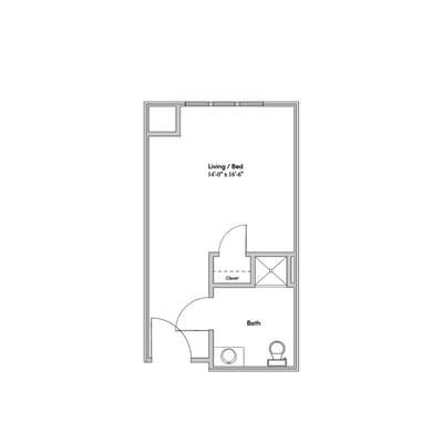 Architectural floor plan of a resident unit