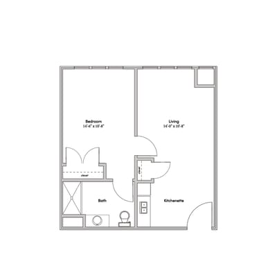 Architectural floor plan of a resident unit
