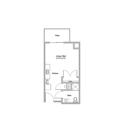 Architectural floor plan of a resident unit