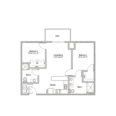 Architectural floor plan of a resident unit