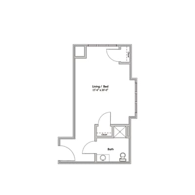 Architectural floor plan of a resident unit