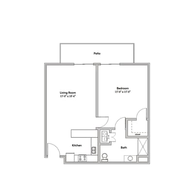 Architectural floor plan of a living space