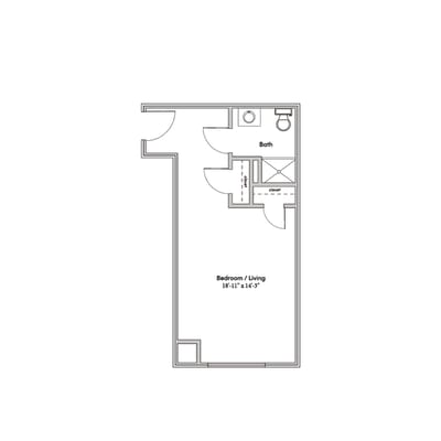 Architectural floor plan of a resident room