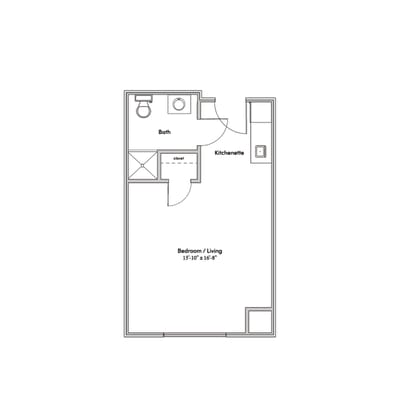 Architectural floor plan of a resident unit