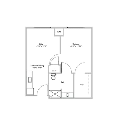 Facility floor plan showing layout of living space