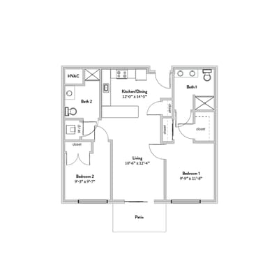 Architectural floor plan of a residential unit