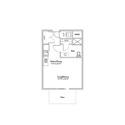 Architectural floor plan of a living unit