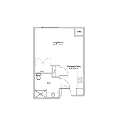 Architectural floor plan of a resident unit