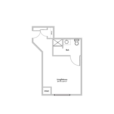 Architectural floor plan of a resident room