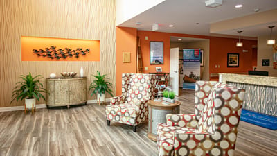 Bright and welcoming lobby area with comfortable seating