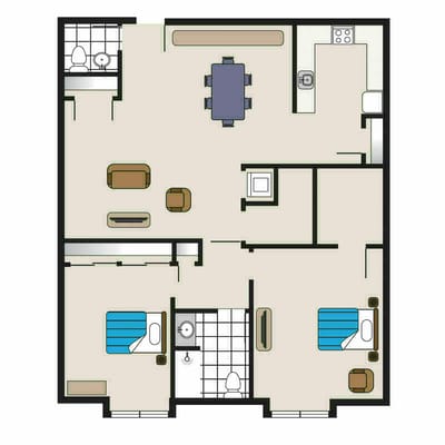Architectural floor plan of a living unit
