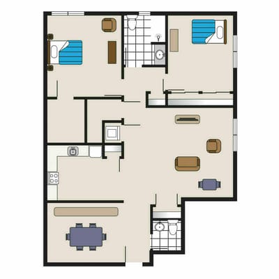 Architectural floor plan of a resident unit