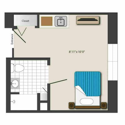 Architectural floor plan of a unit layout