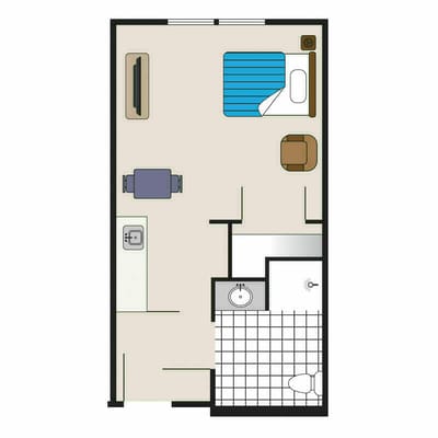 Architectural floor plan of a resident unit