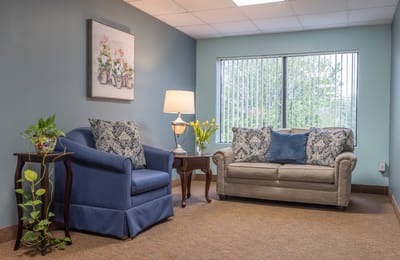 Cozy seating area in a senior living facility
