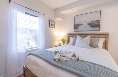 Cozy resident room with a bed and decor