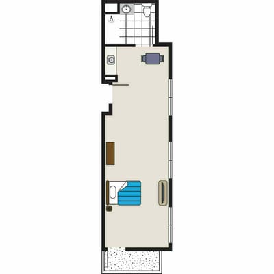 Floor plan of a private resident room