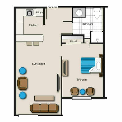 Architectural floor plan of a living space