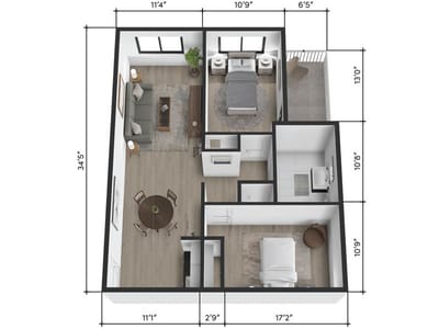 Architectural floor plan of a resident unit